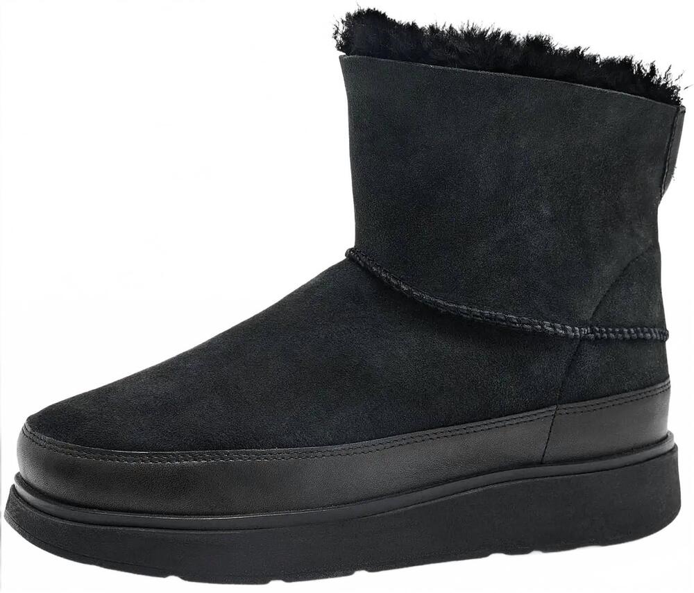 NEW FITFLOP women's gen-ff mini double-faced shearaling boots in all black